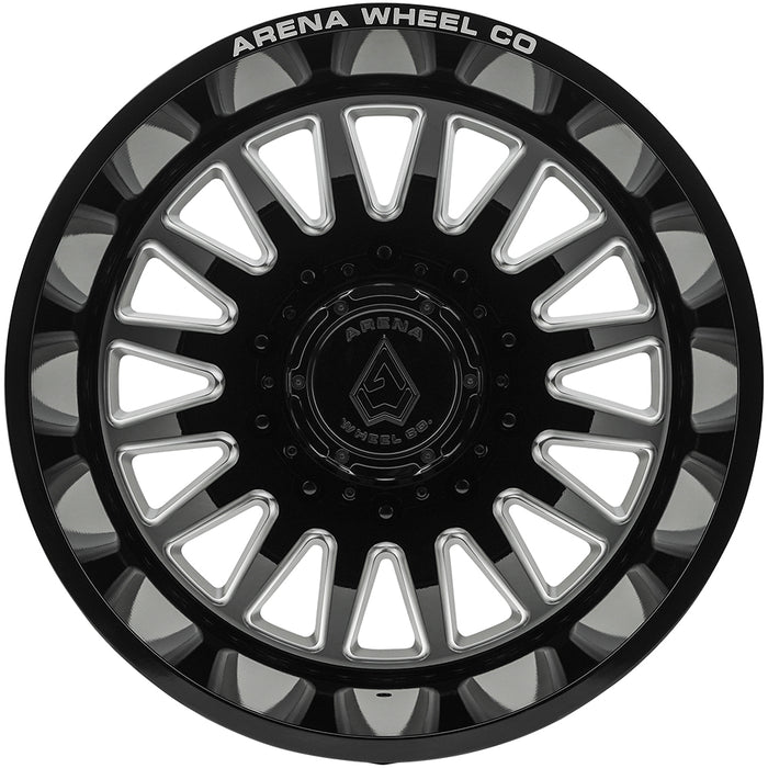 Set of 6-24" Inch Arena A110 Rival Dually 10x225 Black/Milled Wheels Rims