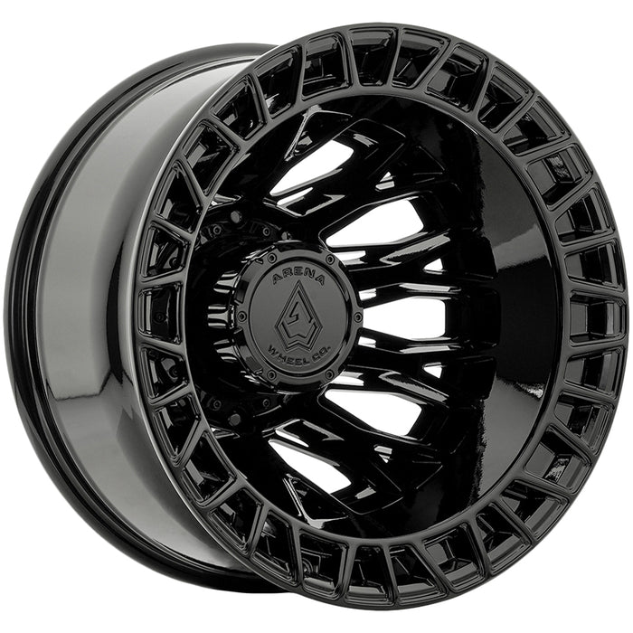 Set of 6-22" Inch Arena A127 Innovator Dually 10x225 Gloss Black Wheels Rims