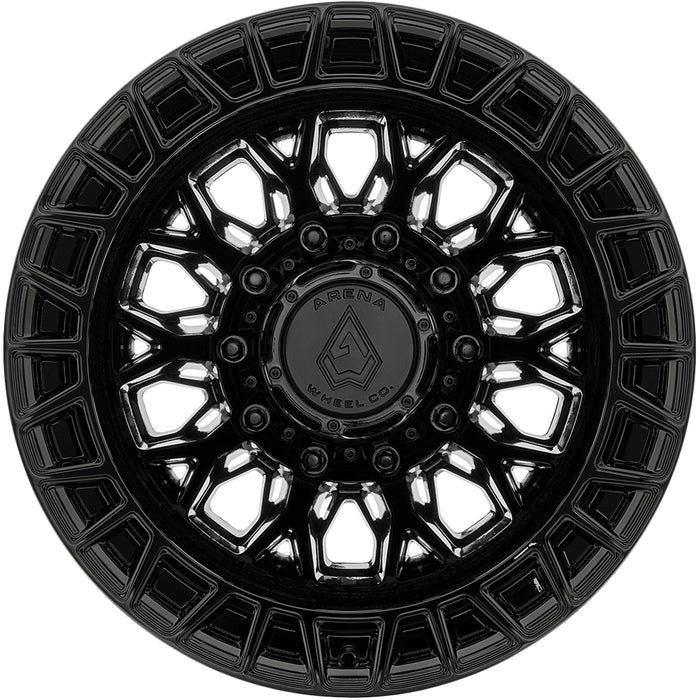 Set of 6-22" Inch Arena A127 Innovator Dually 10x225 Gloss Black Wheels Rims