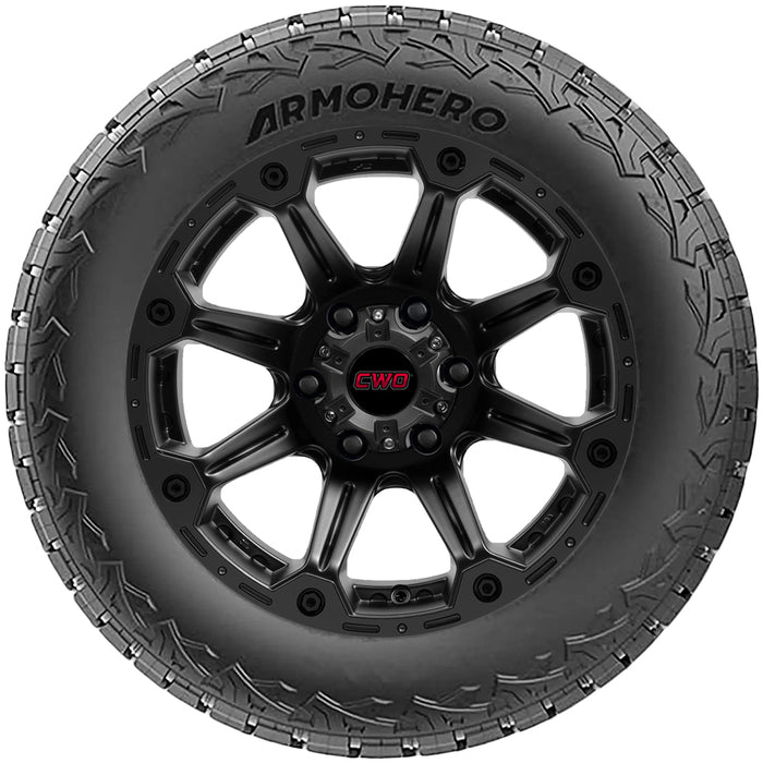 (QTY 4) 37x13.50R22LT Armohero MontarVort R/T 128Q LRF Black Wall Tires
