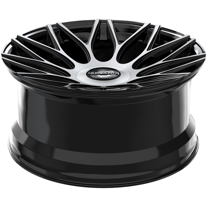 (Set of 4) Arvano AXL-1 Andros 24x9 5x115/5x120 +15mm Black/Brushed Wheels Rims