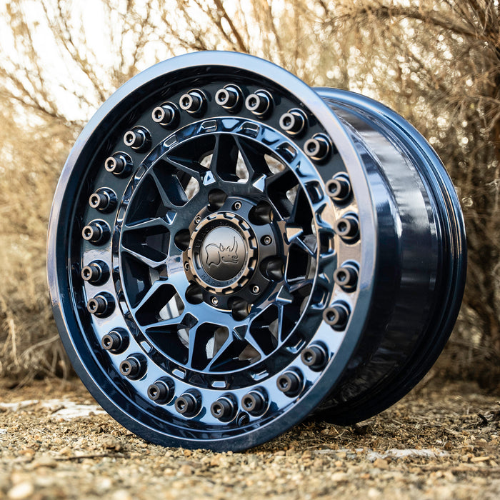 (Set of 4) Black Rhino Alpha 20x10 8x6.5" -18mm Blue Wheels Rims 20" Inch