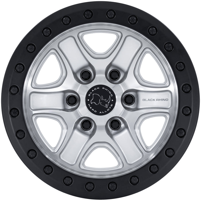 (Set of 4) Black Rhino Echo TrailBeadlock 17x8.5 6x5.5 +25mm Silver Wheels Rims