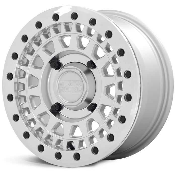 (Set of 5) Black Rhino UTV Parker Beadlock 14x7 4x137 +36mm Silver Wheels Rims