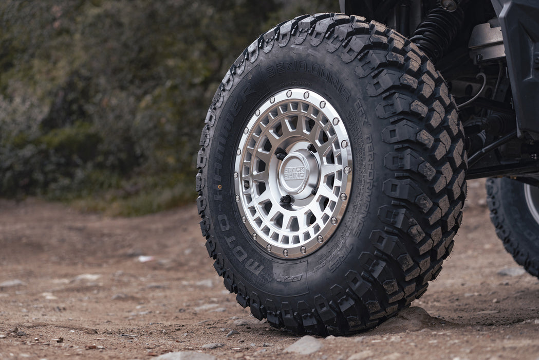 Black Rhino UTV Parker 14x7 4x156 +51mm Silver Wheel Rim 14" Inch