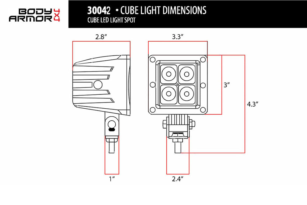 Body Armor 4x4 Blackout LED Cube Lights 30042