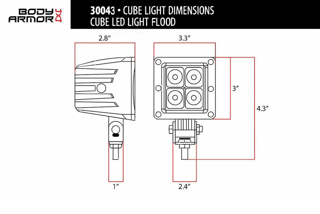 Body Armor 4x4 Blackout LED Cube Lights 30043