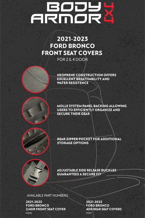 Body Armor Front Seat Covers For 2021-2023 Ford Bronco
