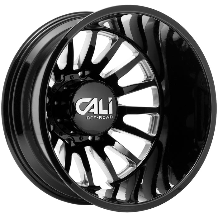 (Set of 6) 22" Inch Cali 9110D Summit Dually 8x6.5" Black/Milled Wheels Rims