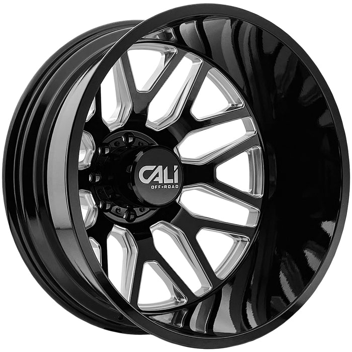(Set of 6) 22" Inch Cali Off-Road Invader Dually 8x6.5" Black/Milled Wheels Rims