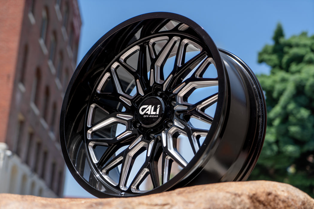 (Set of 4) Cali 9118 Crusher 20x10 6x5.5" -19mm Black/Milled Wheels Rims