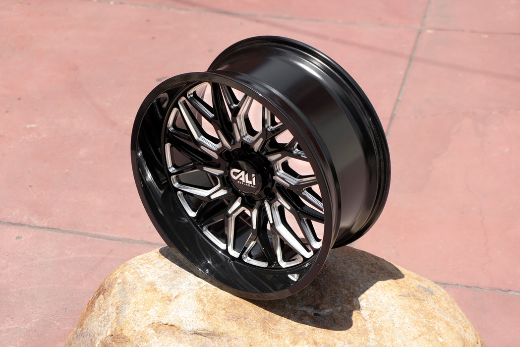 (Set of 4) Cali 9118 Crusher 20x10 6x5.5" -19mm Black/Milled Wheels Rims
