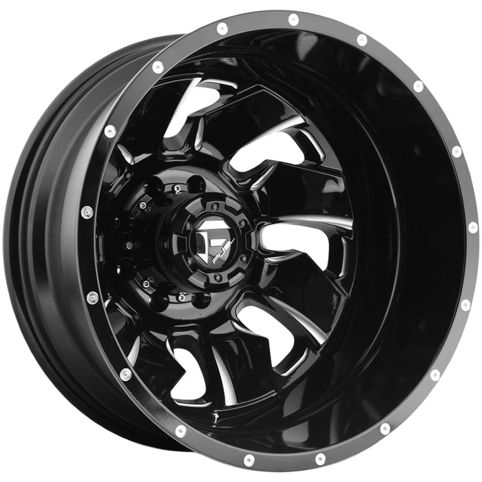 (Set of 6) 20" Inch Fuel D574 Cleaver Dually 8x200 Black/Milled Wheels Rims