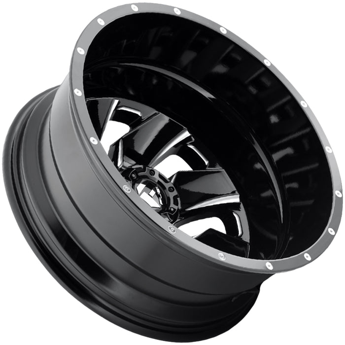 (Set of 6) 20" Inch Fuel D574 Cleaver Dually 8x6.5" Black/Milled Wheels Rims