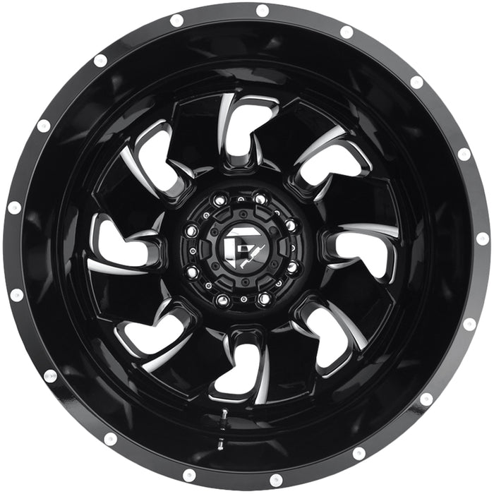 (Set of 6) 20" Inch Fuel D574 Cleaver Dually 8x6.5" Black/Milled Wheels Rims
