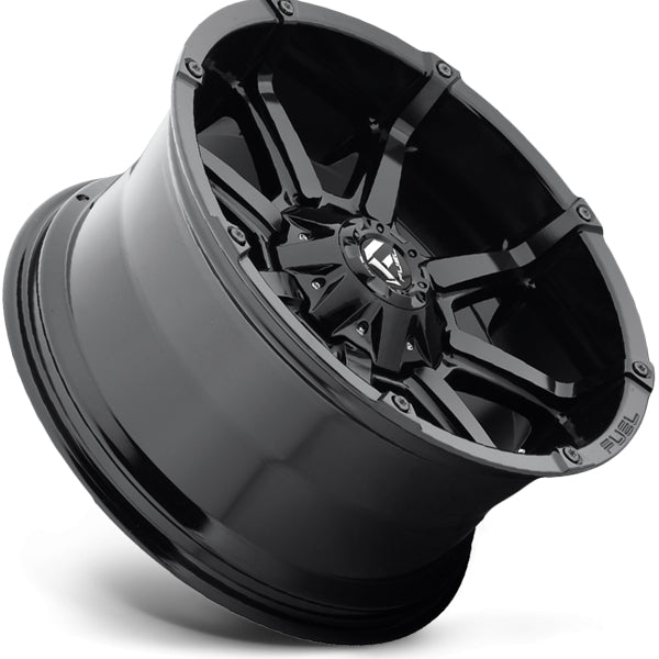 (Set of 5) Fuel D575 Coupler 20x10 5x4.5"/5x5" -12mm Gloss Black Wheels Rims