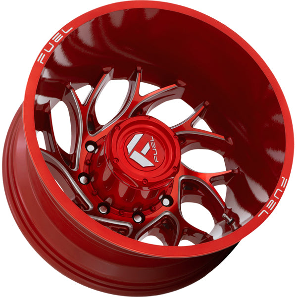 (Set of 6) 22" Inch Fuel D742 Runner Dually 8x210 Red/Milled Wheels Rims