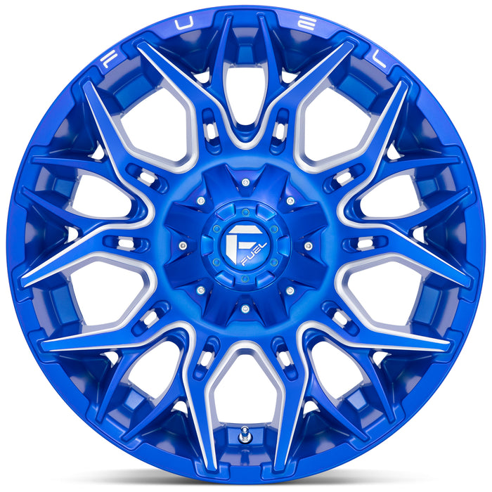 Fuel D770 Twitch 22x12 8x180 -44mm Blue/Milled Wheel Rim 22" Inch