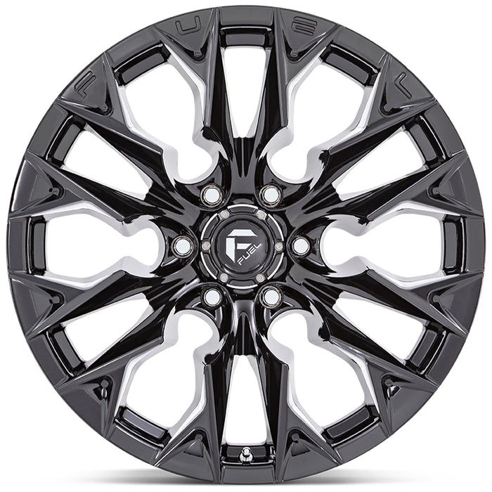 (Set of 4) Fuel D803 Flame 8 20x9 8x6.5" +1mm Black/Milled Wheels Rims 20" Inch