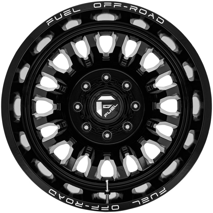 Set of 6-22" Inch Fuel D868 Arc Dually 8x6.5" Black/Milled Wheels Rims