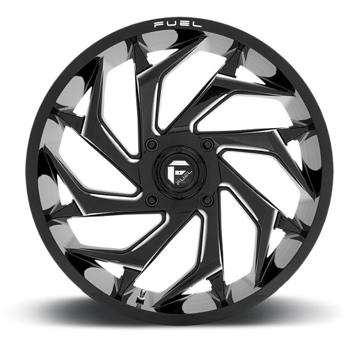 (Set of 4) Fuel UTV D753 Reaction 24x7 4x137 +13mm Black/Milled Wheels Rims