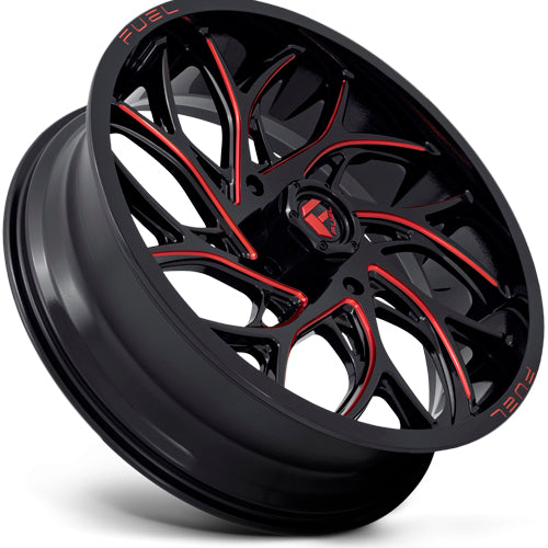 (Set of 5) Fuel UTV D779 Runner 22x7 4x156 +0mm Black/Red Wheels Rims 22" Inch