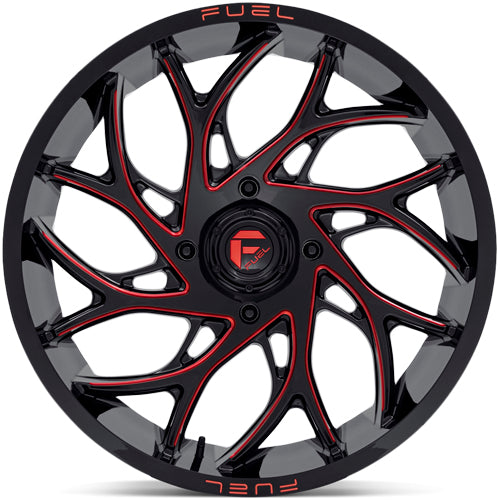 (Set of 5) Fuel UTV D779 Runner 18x7 4x137 +13mm Black/Red Wheels Rims 18" Inch
