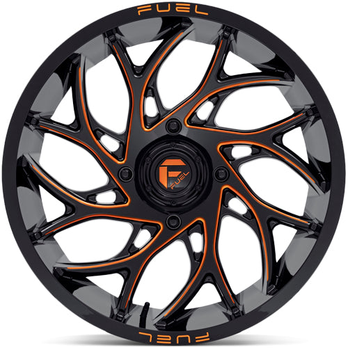 (Set of 5) Fuel UTV D780 Runner 24x7 4x156 +13mm Black/Orange Wheels Rims