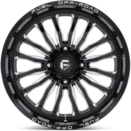 (Set of 5) Fuel UTV D821 Arc 24x7 4x137 +13mm Black/Milled Wheels Rims 24" Inch