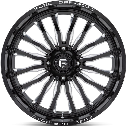 (Set of 5) Fuel UTV D821 Arc 24x7 4x156 +13mm Black/Milled Wheels Rims 24" Inch