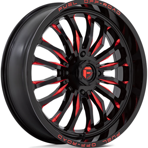 Fuel UTV D822 Arc 20x7 4x137 +13mm Black/Red Wheel Rim 20" Inch
