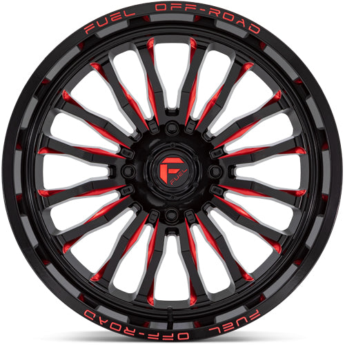 Fuel UTV D822 Arc 20x7 4x137 +13mm Black/Red Wheel Rim 20" Inch