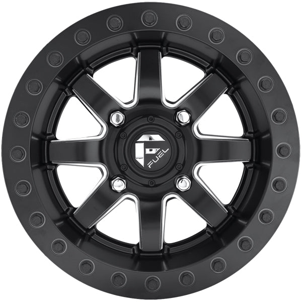 (Set of 4) Staggered Fuel Maverick Beadlock 15" 4x156 Black/Milled Wheels Rims