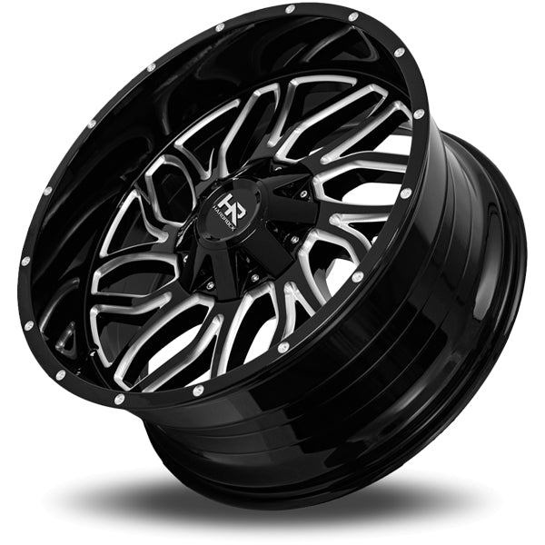(Set of 4) HardRock H707 Destroyer 20x12 5x5.5"/5x150 Black/Milled Wheels Rims