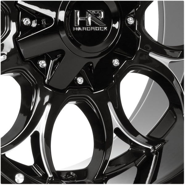HardRock H713 Horseshoe 20x9 8x6.5" +20mm Black/Milled Wheel Rim 20" Inch