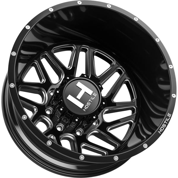 Set of 6-22" Inch Hostile H401 Sprocket Dually 8x210 Black/Milled Wheels Rims