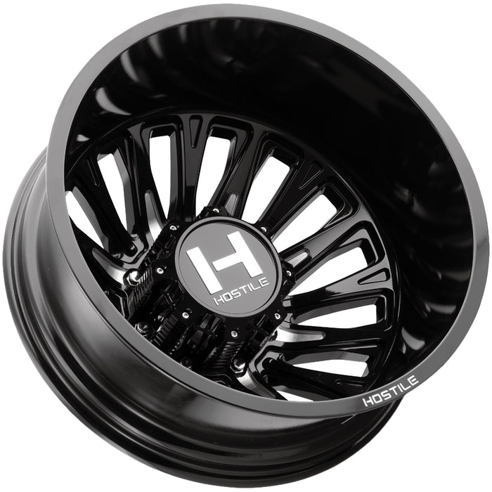 Set of 6-22" Inch Hostile H404 Ghost Dually 8x210 Black/Milled Wheels Rims