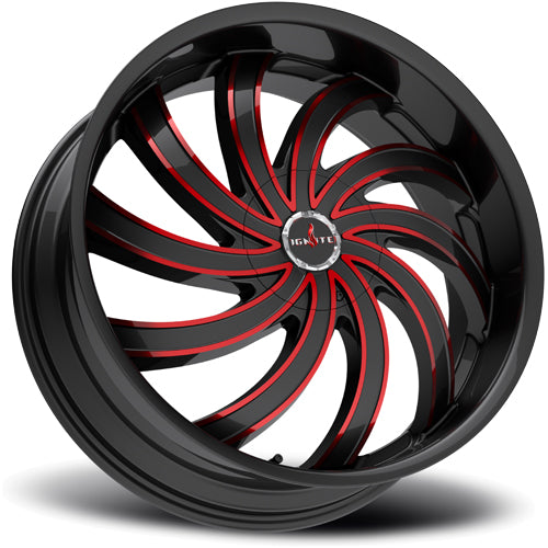 Ignite G04 Flame 24x9.5 5x115/5x120 +15mm Black/Milled Wheel Rim 24" Inch