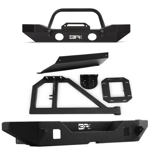 Body Armor 4x4 Front/Rear Mid-Width Bumpers w/Tube Bar,Skid Plate & Tire Carrier JK-19532-5124-5123-2965-5297