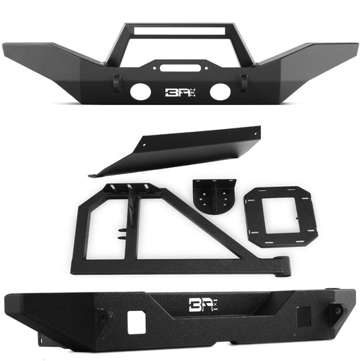 Body Armor 4x4 Front/Rear Full Width Bumpers w/Angled Bar,Skid Plate & Tire Carrier JK-19534-5125-5123-2965-5297