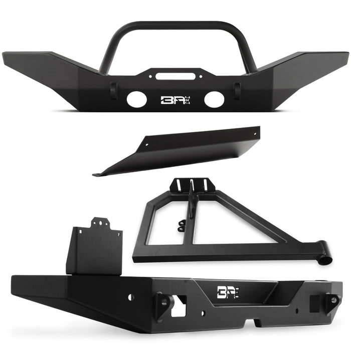 Body Armor 4x4 Front/Rear Full Width Bumpers w/Tube Bar,Skid Plate & Tire Carrier JL-19531-5124-5123-2965-5298