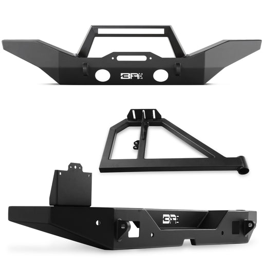 Body Armor 4x4 Front/Rear Full Width Bumpers w/Angled Bar & Tire Carrier JL-19531-5125-2965-5298