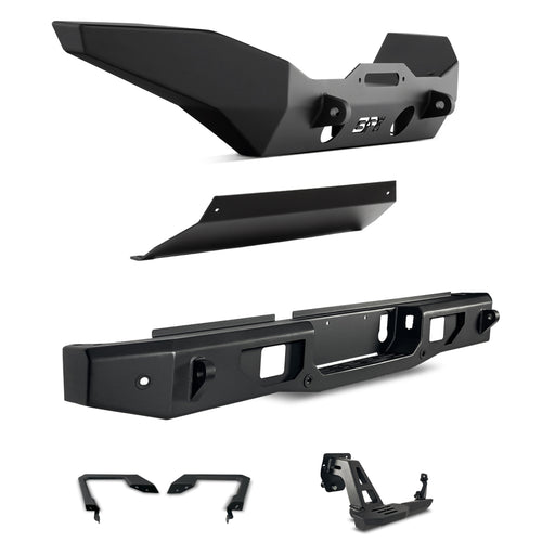 Body Armor 4x4 Front/Rear Full Width Bumpers w/Skid Plate,Bed Protector & Step JT-19531-5123-2965-5100-5101