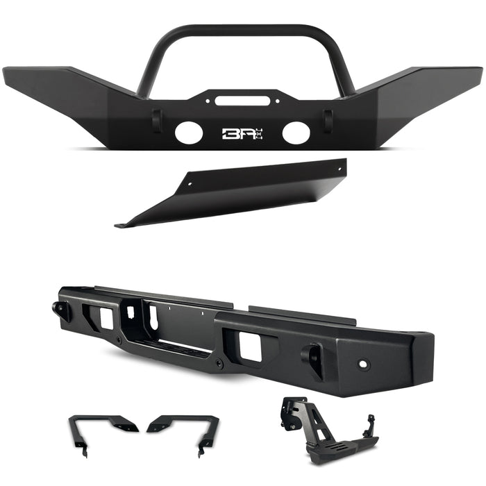 Body Armor 4x4 Front/Rear Full Width Bumpers w/Tube Bar,Skid Plate,Bed Protector & Step JT-19531-5124-5123-2965-5100-5101