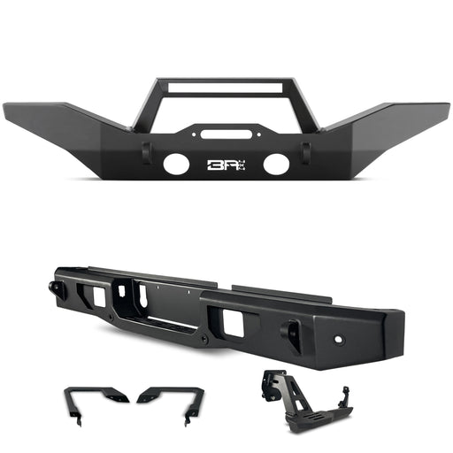 Body Armor 4x4 Front/Rear Full Width Bumpers w/Angled Bar,Bed Protector & Step JT-19531-5125-2965-5100-5101
