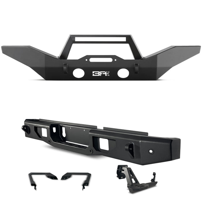 Body Armor 4x4 Front/Rear Full Width Bumpers w/Angled Bar,Bed Protector & Step JT-19531-5125-2965-5100-5101