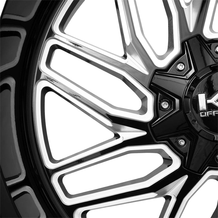K2 Off-Road K20 Gridiron 24x12 5x5"/5x5.5" -44mm Black/Milled Wheel Rim 24" Inch