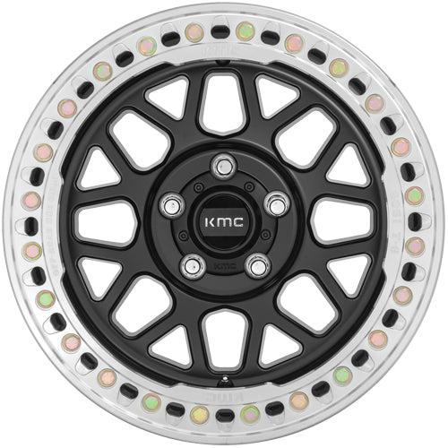 (Set of 4) KMC KM235 Grenade Crawl 17x9 6x5.5" -38mm Satin Black Wheels Rims