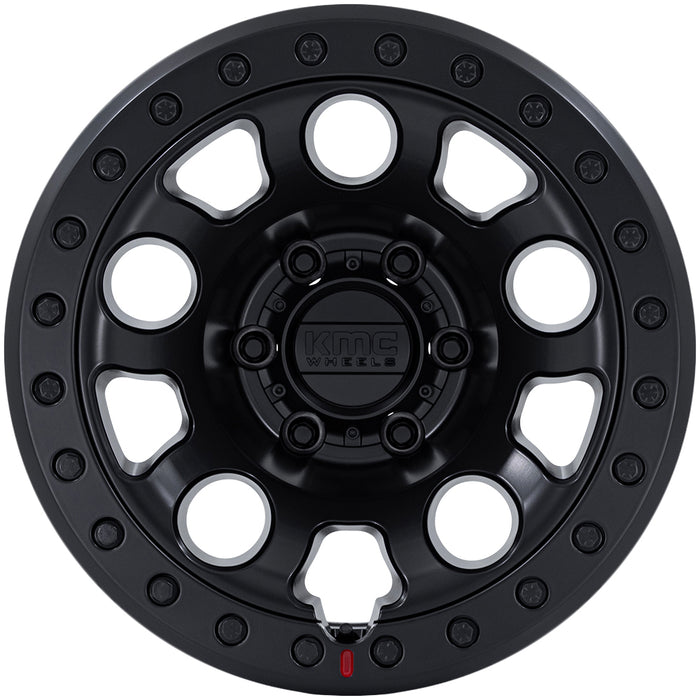 (Set of 5) KMC KM241 E25 Beadlock 17x9 6x5.5" -12mm Blackout Wheels Rims