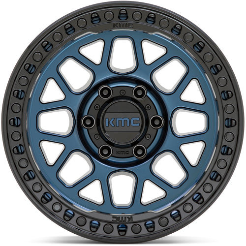 (Set of 4) KMC KM549 GRS 17x8.5 6x135 +0mm Blue Wheels Rims 17" Inch